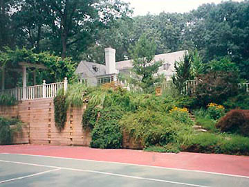 large timber retaining wall